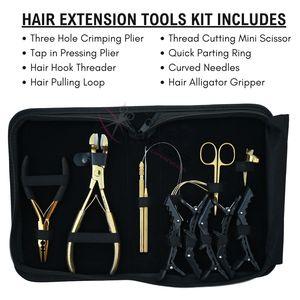 Professional Hair Extension <b>Tools</b> Kit Micro Link Crimping Pliers Tape in Bonding Plier Loop Threader <b>Hook</b> <b>Tool</b> Stainless Steel - Product Image 2