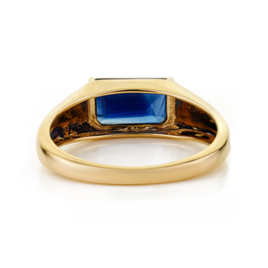 Premium Quality 6x9 mm Octagon Cut <b>Blue</b> Sapphire Signet <b>Ring</b> For Unisex Real K14 Yellow Gold New Style Trending Jewelry Supplier - Product Image 6