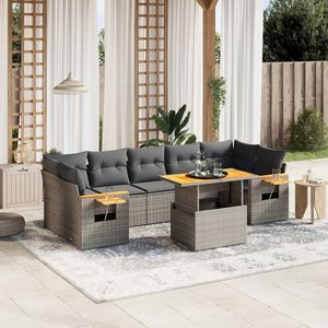 Conjunto de Sofá de Jardín de Ratán Gris, 6 Plazas, Muebles de Exterior de Diseño Contemporáneo, Estructura de Mimbre Resistente a la Intemperie - Product Image 3