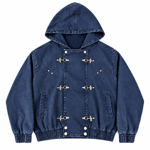 Veste à capuche pour homme, coupe classique, manches longues, couleur unie, vêtement décontracté pour l'automne, 100% coton, tissu lavé, respirant, imprimé sur mesure - Product Image 1