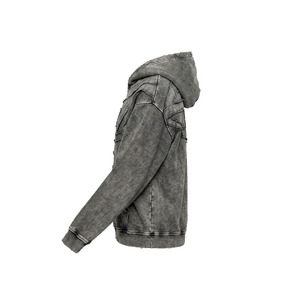 Sweat-shirt à capuche personnalisé pour homme, coupe oversize, épaules tombantes, en molleton épais, délavé à l'acide, style vintage, vierge - Product Image 3