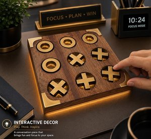 Jeu de puzzle Tic Tac Toe en bois tendance avec incrustations en laiton de qualité supérieure, jouet éducatif pour l'entraînement cérébral, pour enfants et familles. - Product Image 6