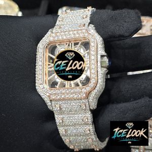 นาฬิกาข้อมือผู้ชาย ICELOOK หรูหรา สไตล์วินเทจ หน้าปัดสี่เหลี่ยม ตัวเรือนสแตนเลส สายแบบอนาล็อก กระจกแซฟไฟร์ ขนาด 20 มม. ดีไซน์โปร่ง ฝาพับ - Product Image 3