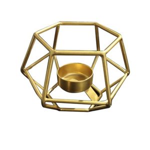 Gold Geometric Metal Tealight Candle Holder Minimalist Iron Art Votive Candlestick Stand Wholesale for Wedding Centerpiece - Product Image 1