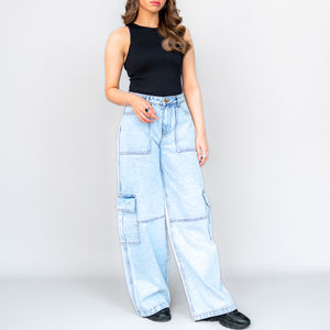 Jeans en denim tendance pour femmes, streetwear, logo personnalisé, service OEM, toute l'année - Product Image 3