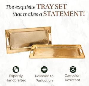 Ornamental Vintage Stainless Steel Serving Tray with Handles <b>Silver</b> Platter for Christmas <b>Table</b> Display Home Decor <b>Coffee</b> Tray - Product Image 3