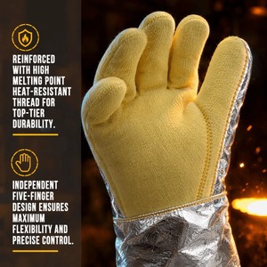 Cowhide Leather Tig Welding <b>Gloves</b> with Molten Metal Splash Test <b>Type</b> Breathable/Comfortable Reflective Strap for Welding Safety - Product Image 5