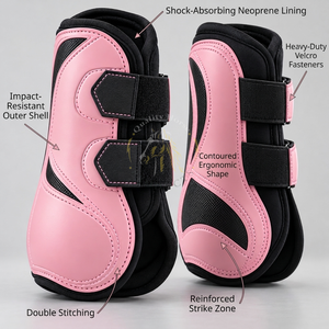 Botas de protección para caballos con acolchado suave, correas seguras y materiales duraderos para una cobertura cómoda de las patas durante la monta diaria. - Product Image 5