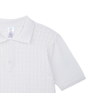 เสื้อผู้ชายสั่งทำพิเศษ สีพื้น ผ้ากันยับ 100% อะคริลิก เสื้อถักสำหรับผู้ใหญ่ ผลิตในเวียดนาม ODM แบบถักลายเคเบิ้ล แขนสั้น - Product Image 4