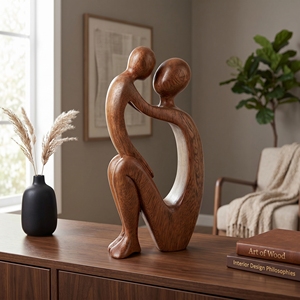 <b>Small</b> Wooden Statue Parent Child Abstract Suar Wood Family Figurine Handmade Sculpture Bali Craft Home Decoration Gift <b>Ornament</b> - Product Image 2