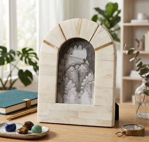 Cadre photo en bois rustique blanc vieilli avec couvercle en verre, prêt à poser sur table et à accrocher au mur, design moderne - Product Image 6