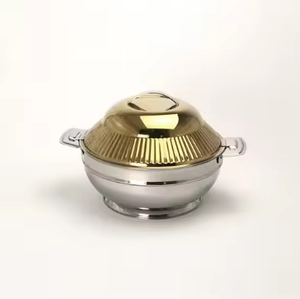 Gulf Looked Stainless Steel Casserole Pot With Gold Lid Polished Modern Design Round Shape Insulated Food Warmer - Product Image 1