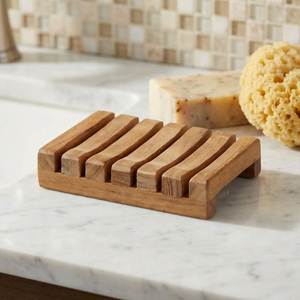 Solid Wood & for Soap Dish Holder with Drain Grooves Durable Modern Accessory for Everyday Use in Bathroom Interiors - Product Image 1