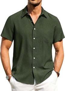 Camisas de Lino para Hombre, Manga Corta, con Botones, Sin Arrugas, Casuales, para Vacaciones, Playa, Verano, Ligeras - Product Image 3