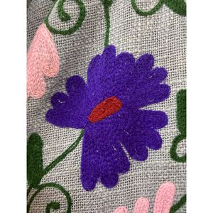Floral Embroidered Cotton Winter <b>Jacket</b> Women Mandarin Collar Full Sleeve Open Front Handmade Design - Product Image 5