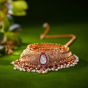 Vanki Ethnic Fashion Jewellery-Copper Alloy Wedding Necklace Set with Zircon Pearl & Diamond - Product Image 3