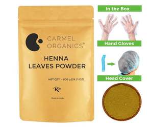 CARMEL ORGANICS Poudre de Henné Herbal 800 Grammes (Mélange de Henné, Amla, Bhringraj, Bacopa, Fenugrec, Neem) pour la Coloration des Cheveux - Product Image 2