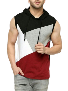 Camiseta sin mangas con capucha y bloques de color, de secado rápido, estilo casual deportivo para hombre - Product Image 1