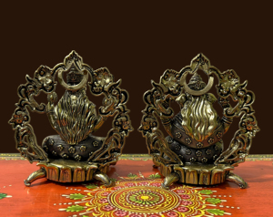 Ensemble de statues artisanales en laiton de Lakshmi et Ganesh, idole de dieu hindou, décoration religieuse pour la maison - Product Image 3