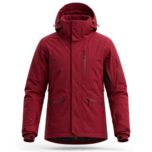 AMKOOR Men's Red <b>Hooded</b> Puffer Jacket Windproof Polyester <b>Winter</b> <b>Coat</b> Zipper Closure Regular Fit - Product Image 1
