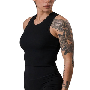 High Quality Rib Lace Stretchable Jersey Fabric Sleeveless Slim Fit Summer Casual Wear Lightweight Breathable 100% Cotton - Product Image 1