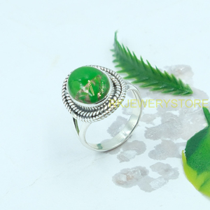 Green Copper Turquoise <b>Ring</b> 925 Sterling <b>Silver</b> <b>Ring</b> <b>Statement</b> <b>Ring</b> Handmade Design <b>Ring</b> Gemstone <b>Ring</b> Turquoise Jewelry Gift - Product Image 5