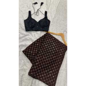 Saree de designer pour femmes pour les fêtes Travail de séquence complet - Product Image 5