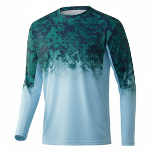 Chemise de sport à manches longues pour homme, entièrement sublimée, col rond, pour la pêche - Product Image 2