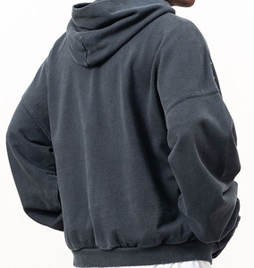 Sweat à capuche épais en coton 100% (400g) pour homme, coupe oversize et ample, imprimé, avec col à capuche, style tricoté, effet épissé - Product Image 5