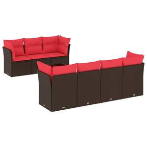 Ensemble de canapés de patio en polyrotin marron 8 pièces avec coussins, meubles d'extérieur élégants - Product Image 2