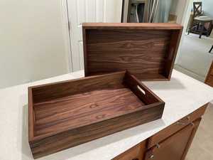 Plateau de service rectangulaire en bois, design classique, finition polie, durable pour aliments, boissons, fruits, collations, mariage, artisanat - Product Image 5