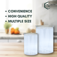 Bocaux en plastique PET transparents à large ouverture de 75 mm de diamètre avec couvercle à vis, impression numérique pour aliments, boissons, bonbons