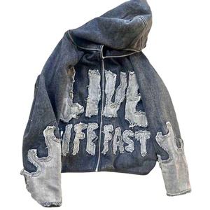 เสื้อฮู้ดปักลายแบบดิสเทรส สไตล์วินเทจ สตรีทแวร์  โลโก้สั่งทำได้  แบบสวมหัว ยูนิเซ็กซ์ ผ้าฝ้ายฟลีซ 100% หนานุ่ม สำหรับฤดูหนาว - Product Image 1