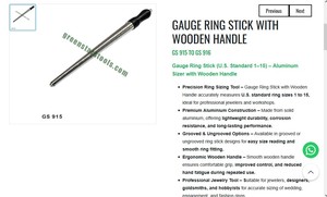 Anillo Medidor de Aluminio para Joyería, Tallas US del 1 al 15, Herramienta con Mango de Madera |   N.° de artículo GS-915 - Product Image 3