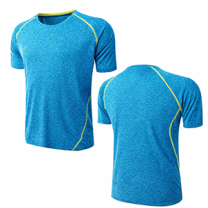 Premium Quality knitted Men custom light blue with yellow trim Cotton T <b>Shirts</b> Short Sleeve Breathable gym training t <b>shirt</b> - Product Image 1