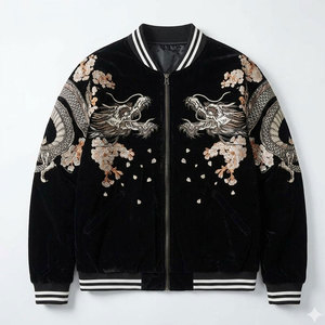 Chaqueta Sukajan de Invierno de Alta Calidad con Cuello Alto de Satén y Logotipo Bordado Personalizado en la Parte Delantera, Prenda Exterior Informal y Elegante - Product Image 1