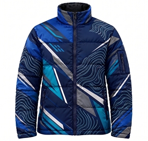 Veste matelassée unisexe personnalisée sublimée, chaude pour l'hiver, avec imprimé graphique montagne bleue, manteau à bulles rembourré et isolé, kit de vêtements d'extérieur - Product Image 5