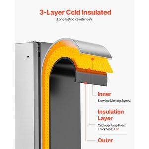 Máquina de Hielo en Cubitos Integrada de Acero Inoxidable, 66 Lbs/Día, con Puerta Reversible, Nueva - Product Image 4