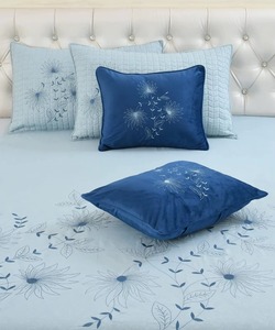Royal <b>Crown</b> Design Embroidered Bedsheet | 90x100 Inch <b>King</b> Size Set with 2 Quilted Pillow & 2 Holland Cushion Covers - Product Image 4