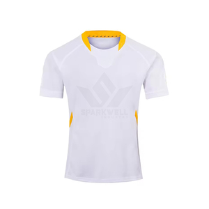 เสื้อยืดรักบี้สีเขียวสำหรับผู้ชาย แขนสั้น คอกลม ระบายความชื้นได้ดี ผลิตจากโพลีเอสเตอร์ ทรงปกติ สีพื้น ใส่ได้ทุกฤดูกาล ชุดกีฬา - Product Image 4