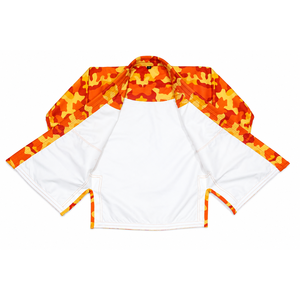 Kimono Tradicional Unisex con Rayas de Camuflaje del Ejército, Patrón Naranja y Amarillo, 100% Algodón, Diseñado para Adultos, para BJJ y MMA - Product Image 2