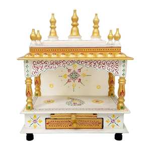 Templo dorado hindú Pooja Mandir de madera decoración del hogar para la reflexión espiritual Mandir pintado a mano para la oración y la decoración del hogar indio - Product Image 3