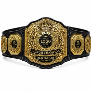 Custom Champion Award <b>Belt</b> with Red Eagle Centerpiece and Gold <b>Tone</b> Plates for Sports Competitions - Product Image 6