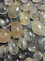 Cabujones de Cuarzo Rutilado Dorado Natural Más Vendidos, Forma Ovalada, Alta Calidad, para Anillos y Colgantes, Ideales para Regalos
