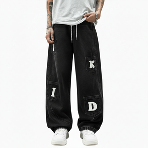 Jeans en denim élégants pour hommes, coupe droite vintage, marque personnalisée, haute qualité, décontractés et durables, vente en gros - Product Image 1