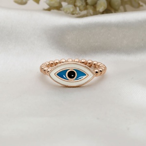Bague Œil du Diable en Argent 925 Plaqué Or, Peinture à l'Huile, Tendance, Porte-Bonheur, Œil d'Ange Bleu Contre le Mal pour Femme - Product Image 2