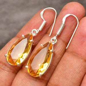 Pendientes de Citrino Hechos a Mano, Plata de Ley 925, Joyería Colgante, Piedra Amarilla Natural, Pendientes para Mujer, Regalo - Product Image 6