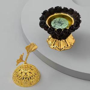 Luxury Metal Bakhoor Burner Arabic <b>Oud</b> Incense Burner Modern Aroma <b>Diffuser</b> Islamic Home Decor Decorative Incense Holder - Product Image 4