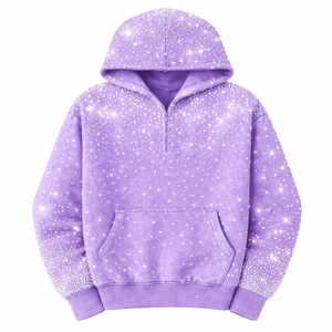 Sweat à capuche d'hiver noir personnalisé avec strass sur toute la surface, streetwear de luxe en cristal pour hommes et femmes, polyester/coton - Product Image 6