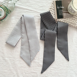 Juego de 6 Pañuelos de Seda Satinada con Diseño a Cuadros para Mujer, Accesorios para Asas de Bolsos, Pañuelos para el Cabello, Cintas para la Cabeza, Lazos - Product Image 2